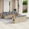  11 részes bézs polyrattan kerti ülőgarnitúra párnákkal