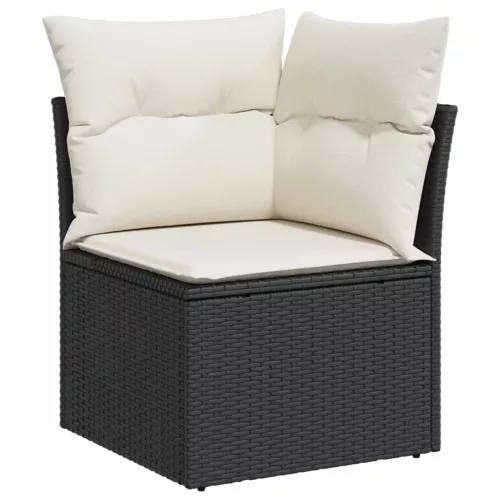  12 részes fekete polyrattan kerti ülőgarnitúra párnákkal