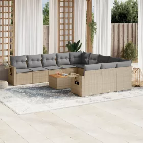    12 részes bézs polyrattan kerti ülőgarnitúra párnákkal