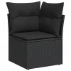 13 részes fekete polyrattan kerti ülőgarnitúra párnákkal