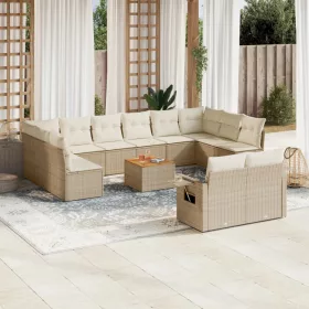    13 részes bézs polyrattan kerti ülőgarnitúra párnákkal