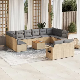    13 részes bézs polyrattan kerti ülőgarnitúra párnákkal
