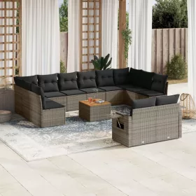    13 részes szürke polyrattan kerti ülőgarnitúra párnákkal