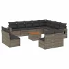  13 részes szürke polyrattan kerti ülőgarnitúra párnákkal