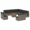  14 részes szürke polyrattan kerti ülőgarnitúra párnákkal