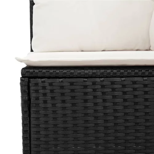  12 részes fekete polyrattan kerti ülőgarnitúra párnákkal