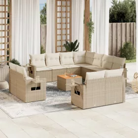    12 részes bézs polyrattan kerti ülőgarnitúra párnákkal