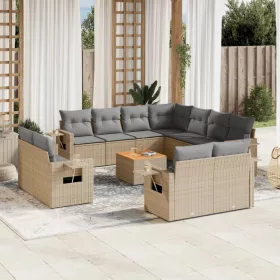    12 részes bézs polyrattan kerti ülőgarnitúra párnákkal