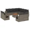  12 részes szürke polyrattan kerti ülőgarnitúra párnákkal