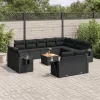  13 részes fekete polyrattan kerti ülőgarnitúra párnákkal