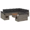  13 részes szürke polyrattan kerti ülőgarnitúra párnákkal