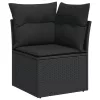  14 részes fekete polyrattan kerti ülőgarnitúra párnákkal