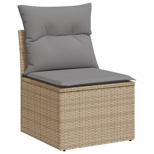  14 részes bézs polyrattan kerti ülőgarnitúra párnával