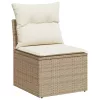  10 részes bézs polyrattan kerti ülőgarnitúra párnával