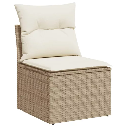  10 részes bézs polyrattan kerti ülőgarnitúra párnával