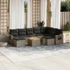 10 részes szürke polyrattan kerti ülőgarnitúra párnákkal