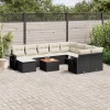  11 részes fekete polyrattan kerti ülőgarnitúra párnákkal