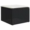  12 részes fekete polyrattan kerti ülőgarnitúra párnákkal
