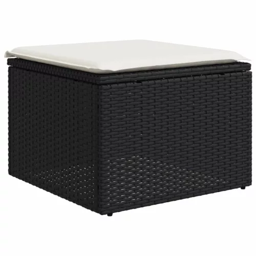  12 részes fekete polyrattan kerti ülőgarnitúra párnákkal