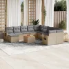  12 részes bézs polyrattan kerti ülőgarnitúra párnákkal