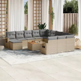    13 részes bézs polyrattan kerti ülőgarnitúra párnákkal