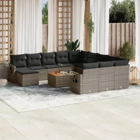    13 részes szürke polyrattan kerti ülőgarnitúra párnákkal
