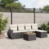  6 részes fekete polyrattan kerti ülőgarnitúra párnákkal