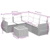  6 részes fekete polyrattan kerti ülőgarnitúra párnákkal