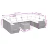  10 részes fekete polyrattan kerti ülőgarnitúra párnákkal