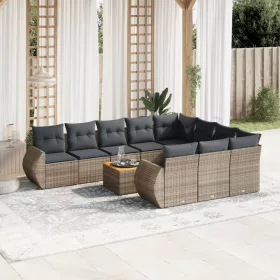    11 részes szürke polyrattan kerti ülőgarnitúra párnákkal