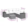  6 részes fekete polyrattan kerti ülőgarnitúra párnákkal