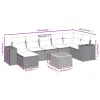  8 részes fekete polyrattan kerti ülőgarnitúra párnákkal