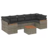  8 részes szürke polyrattan kerti ülőgarnitúra párnákkal