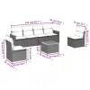  7 részes fekete polyrattan kerti ülőgarnitúra párnával