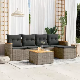    6 részes szürke polyrattan kerti ülőgarnitúra párnákkal