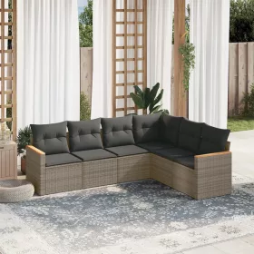    6 részes szürke polyrattan kerti ülőgarnitúra párnákkal