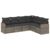 6 részes szürke polyrattan kerti ülőgarnitúra párnákkal