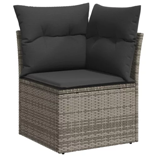  6 részes szürke polyrattan kerti ülőgarnitúra párnákkal