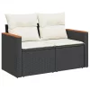  10 részes fekete polyrattan kerti ülőgarnitúra párnákkal