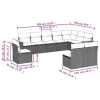  10 részes fekete polyrattan kerti ülőgarnitúra párnákkal