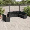  9 részes fekete polyrattan kerti ülőgarnitúra párnákkal