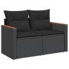  9 részes fekete polyrattan kerti ülőgarnitúra párnákkal