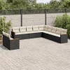  11 részes fekete polyrattan kerti ülőgarnitúra párnákkal