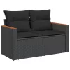  7 részes fekete polyrattan kerti ülőgarnitúra párnával