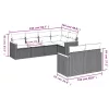  7 részes fekete polyrattan kerti ülőgarnitúra párnával