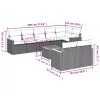  9 részes fekete polyrattan kerti ülőgarnitúra párnákkal