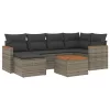  7 részes szürke polyrattan kerti ülőgarnitúra párnákkal