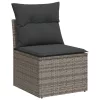 7 részes szürke polyrattan kerti ülőgarnitúra párnákkal