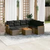  8 részes szürke polyrattan kerti ülőgarnitúra párnákkal
