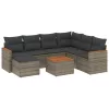  8 részes szürke polyrattan kerti ülőgarnitúra párnákkal